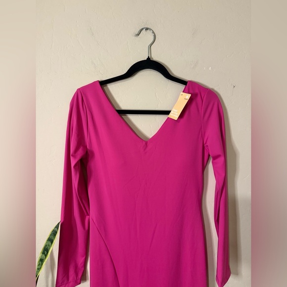 POPILUSH Shapewear Long Sleeve V-Neck Low Back Slimming Maxi Dress - Picture 6 of 8